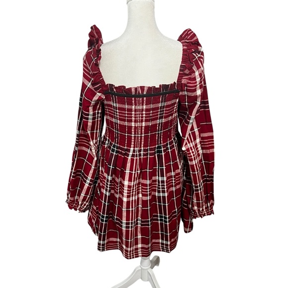 Hill House Scarlett Tartan Plaid Nap Dress Mini Puff Sleeve Size Large - Picture 8 of 10